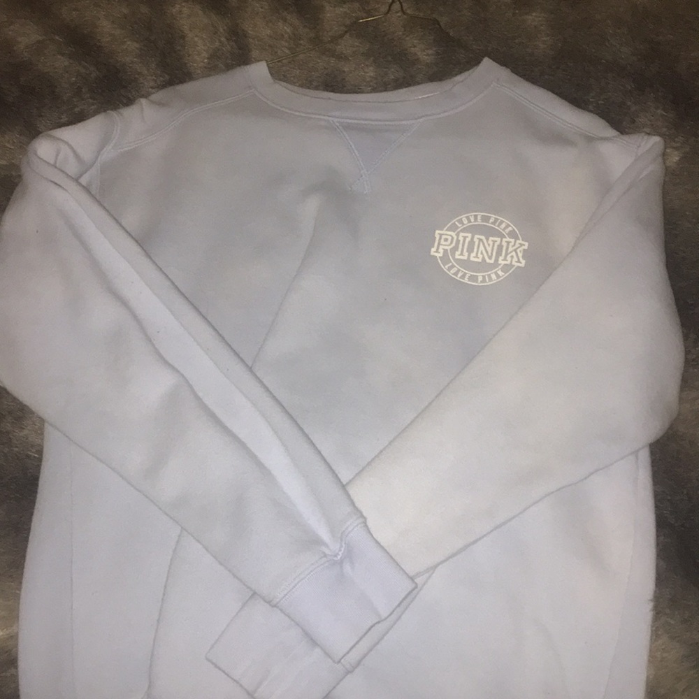 Pink victoria secret light blue sweatshirt